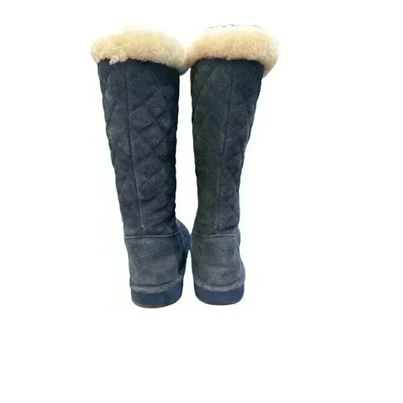- - Michael Kors Navy Quilted Suede Boots, Size 7M, Pre-Owned - Picture 3 of 8